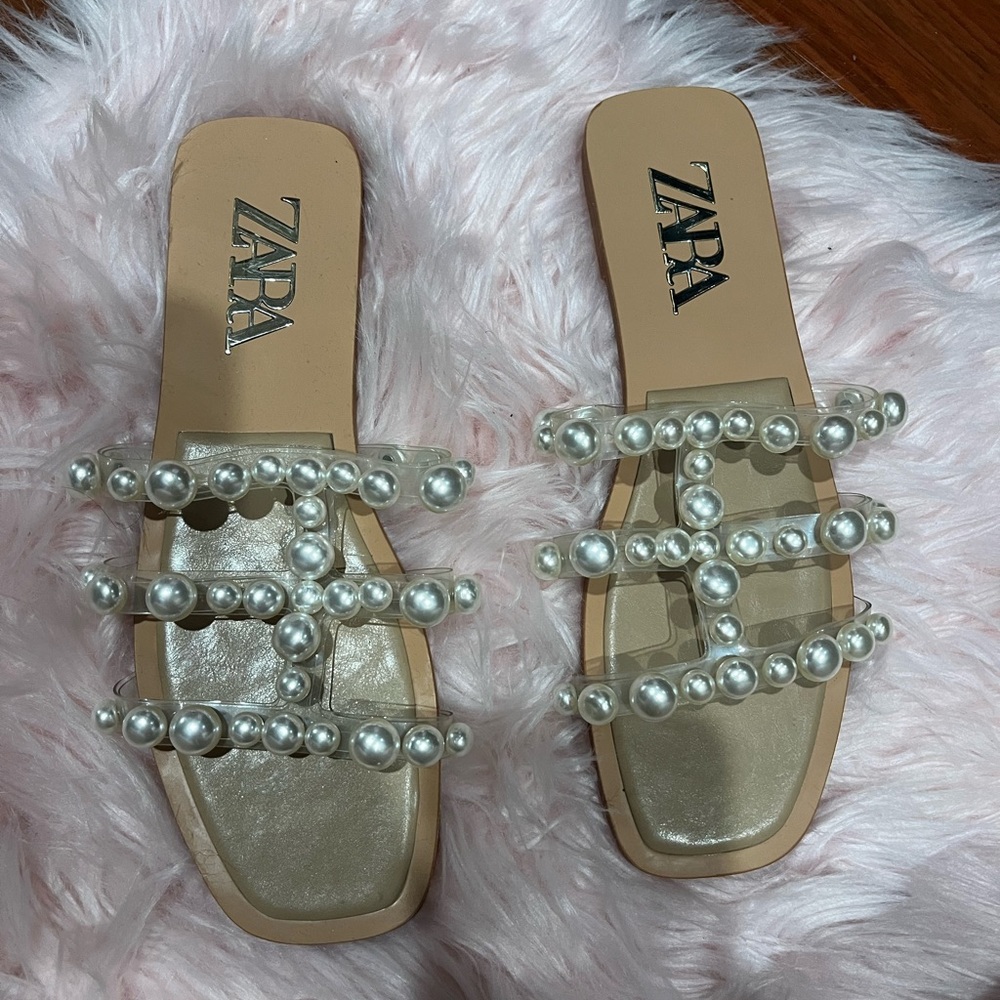 Zara pearl embellished sandals